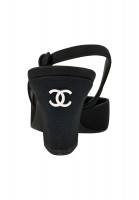 Черные туфли Chanel с жемчужиной