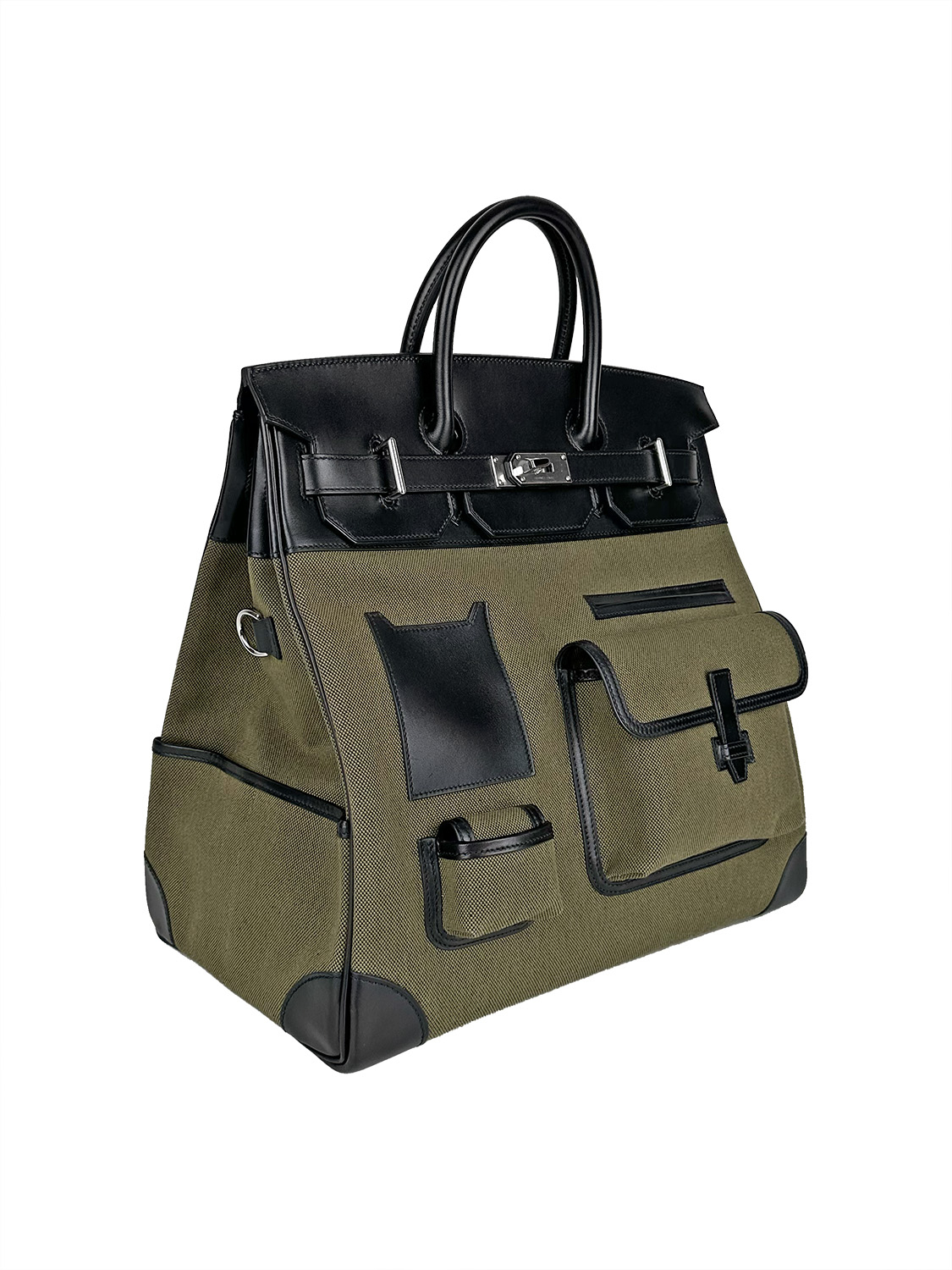 Сумка Hermès Cargo HAC Birkin 40 Noir Ever Calf & Khaki Toile Goeland