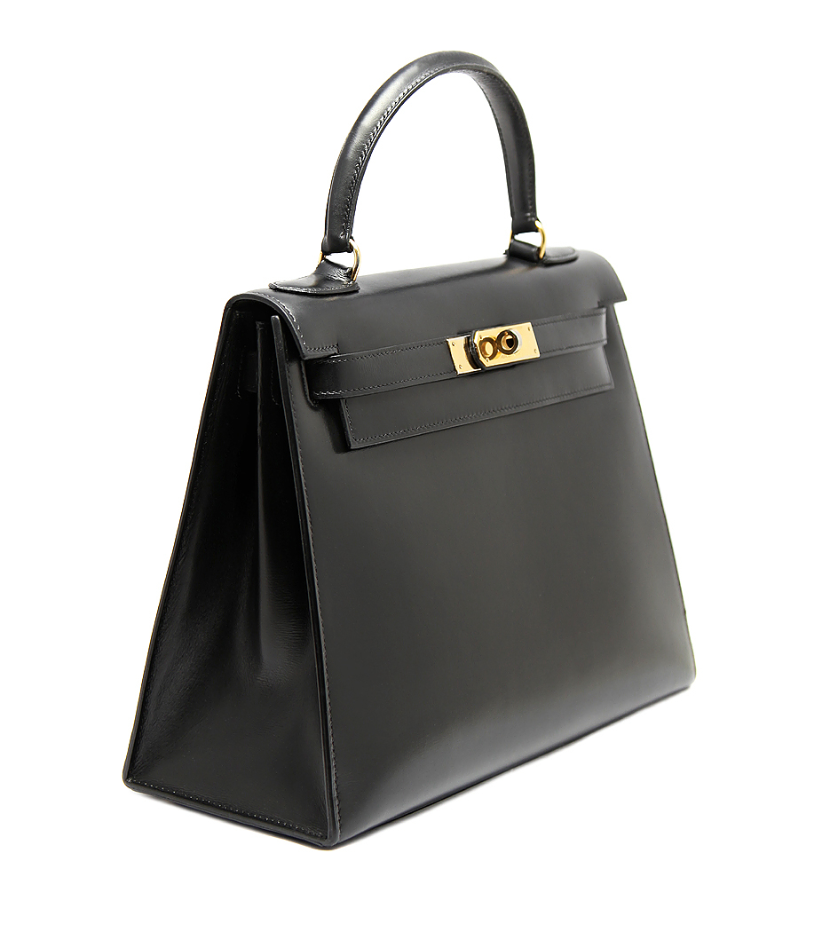 Черная сумка Hermès Kelly 28 в коже Box