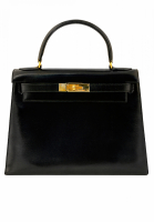 Черная сумка Hermès Kelly 28 в коже Box