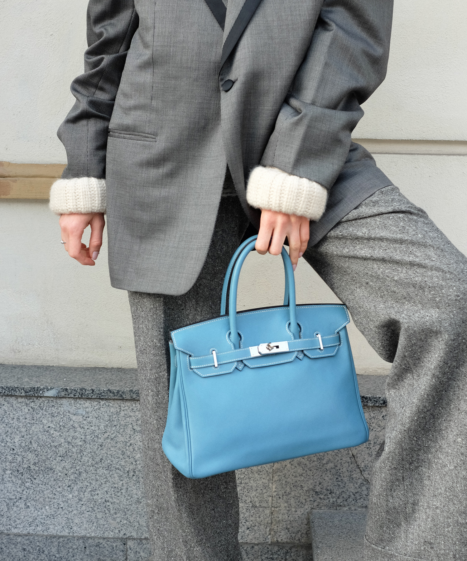 Голубая сумка Hermès Birkin 30 Swift