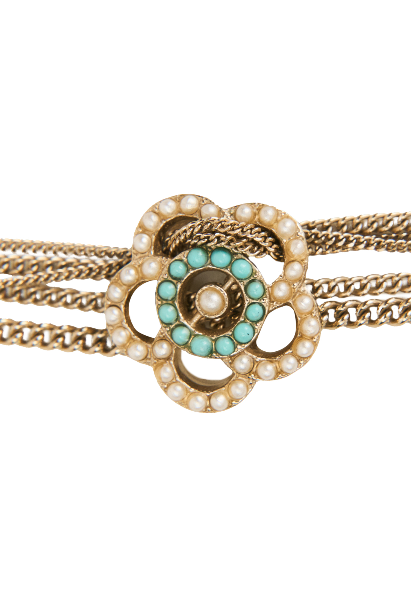 Золотистое колье Chanel с цветами