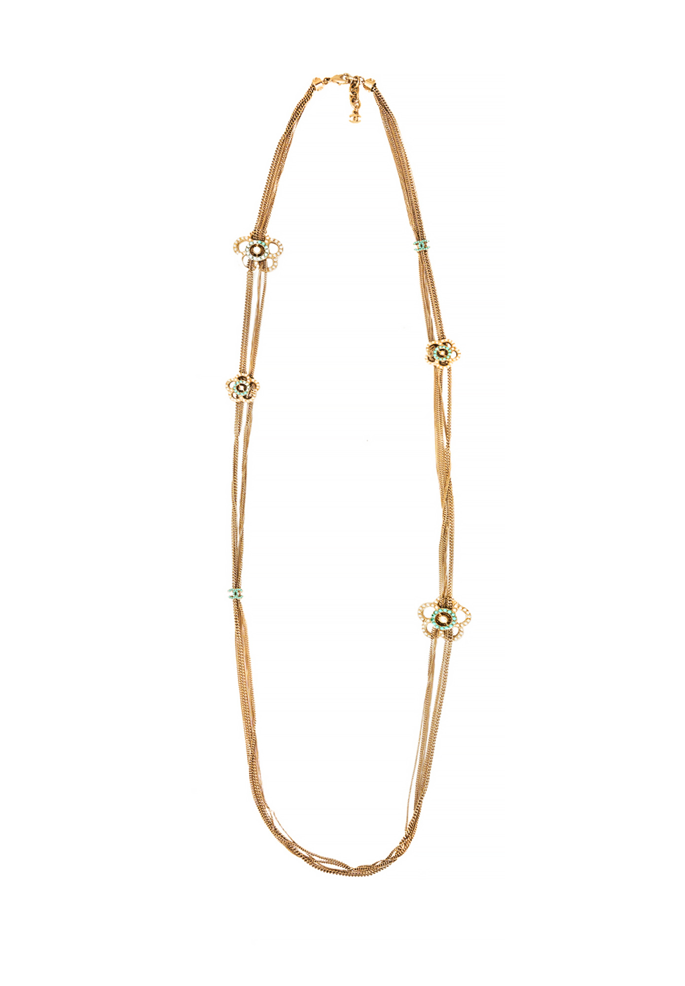 Золотистое колье Chanel с цветами