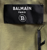 Зелёная кожаная куртка Balmain