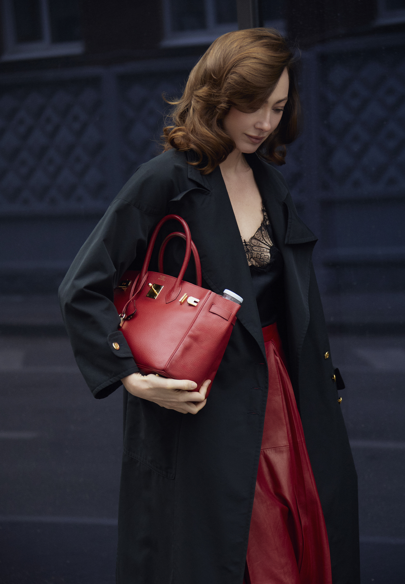 Кожаная юбка Gucci с плиссировкой