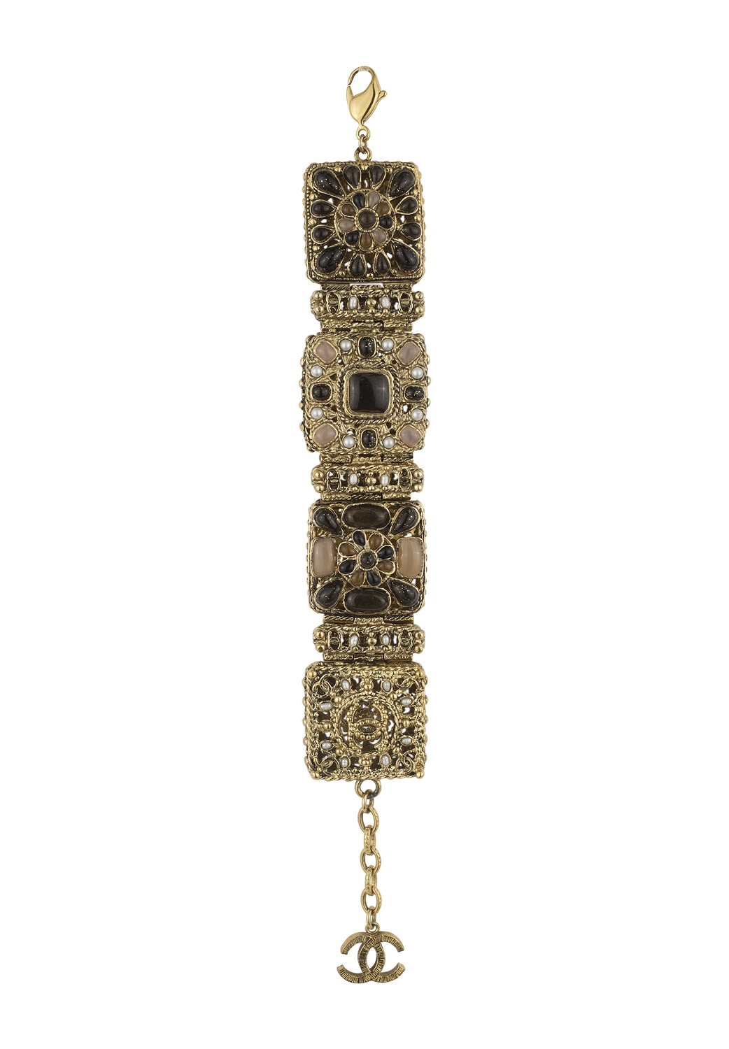 Золотистый браслет Chanel с жемчужинами