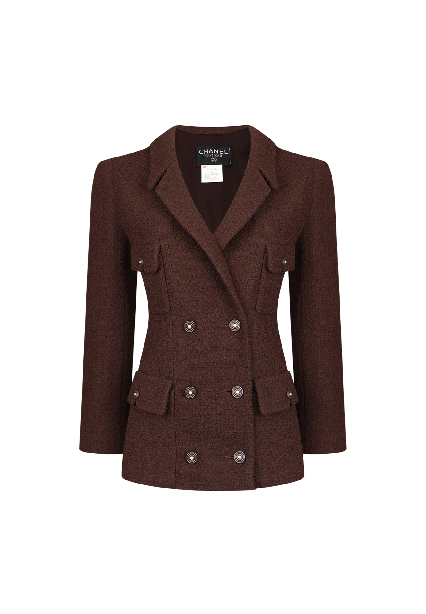 Двубортный жакет Chanel из твида