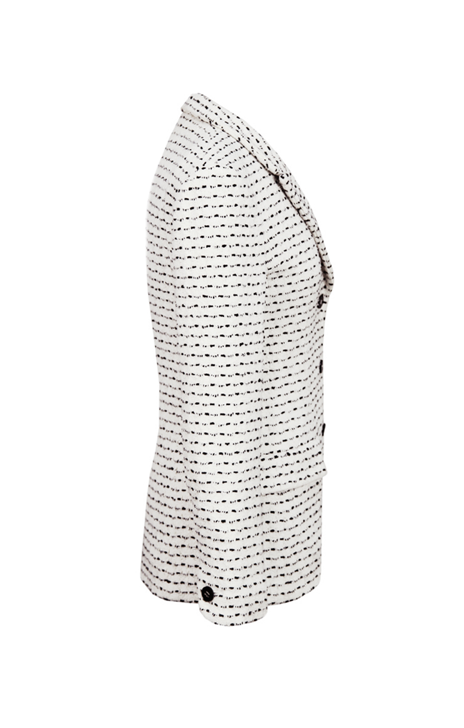 Бело-черный твидовый жакет Chanel