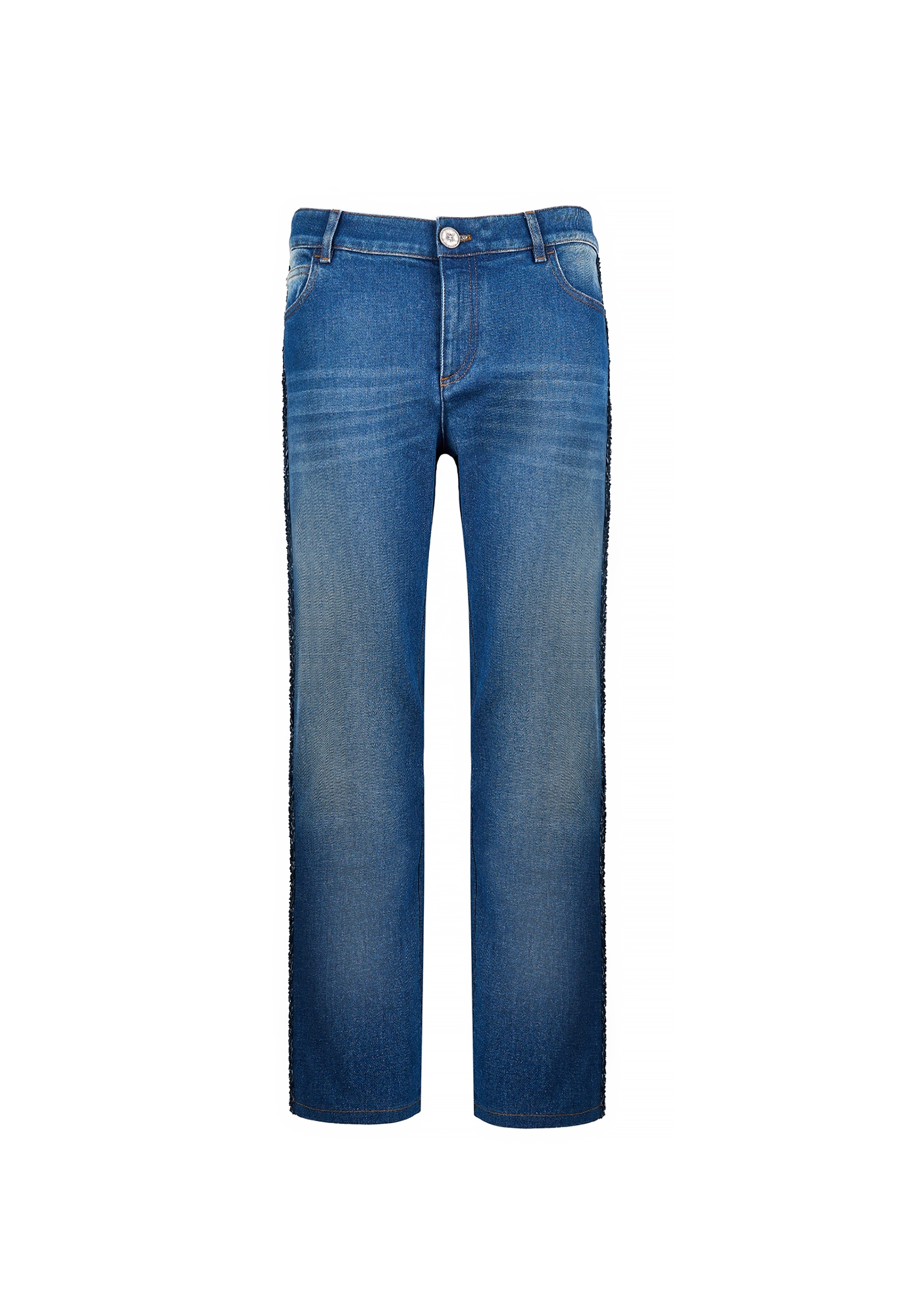 Джинсы Chanel с твидовыми лампасами