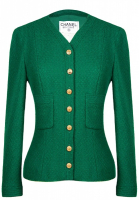 Зеленый твидовый жакет Chanel с двумя карманами