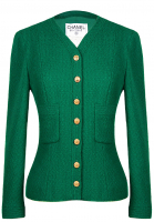 Зеленый твидовый жакет Chanel с двумя карманами