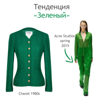 Зеленый твидовый жакет Chanel с двумя карманами