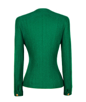 Зеленый твидовый жакет Chanel с двумя карманами