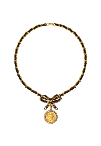 Колье-цепь Chanel с бантом и подвеской