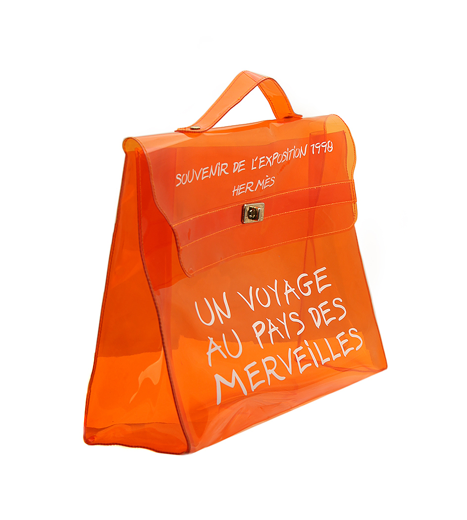Оранжевая виниловая сумка Hermès Kelly