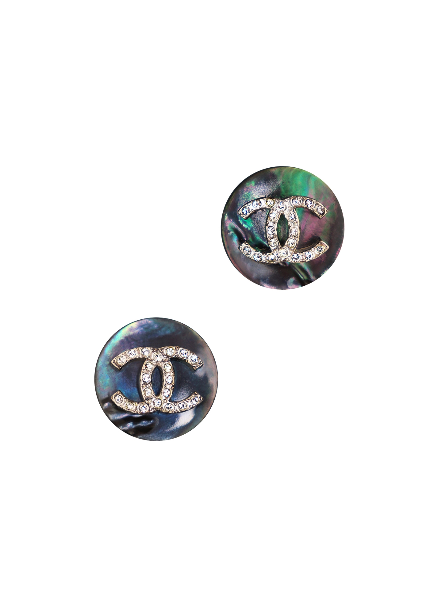 Перламутровые клипсы Chanel с кристаллами