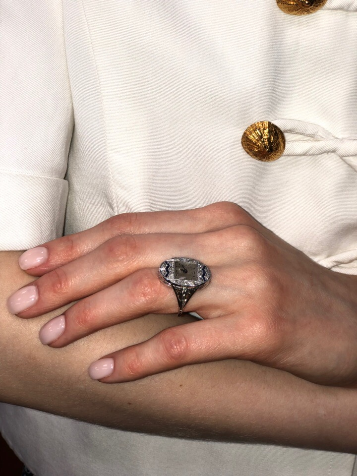 Антикварное кольцо-часы