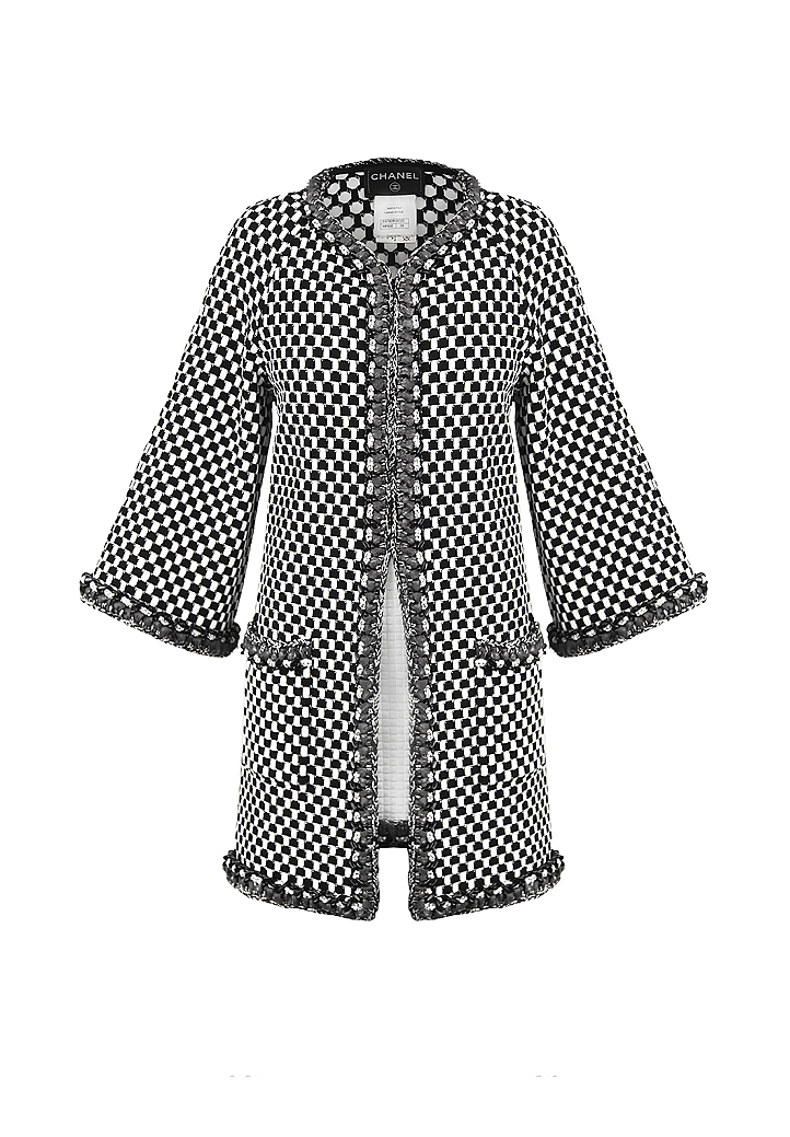 Трикотажный черно-белый костюм Chanel