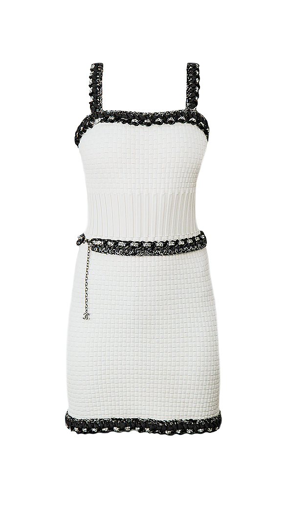 Трикотажный черно-белый костюм Chanel