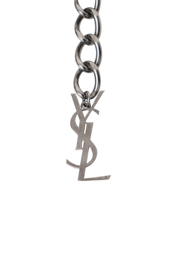 Колье-цепь Yves Saint Laurent с кристаллами и бархатом