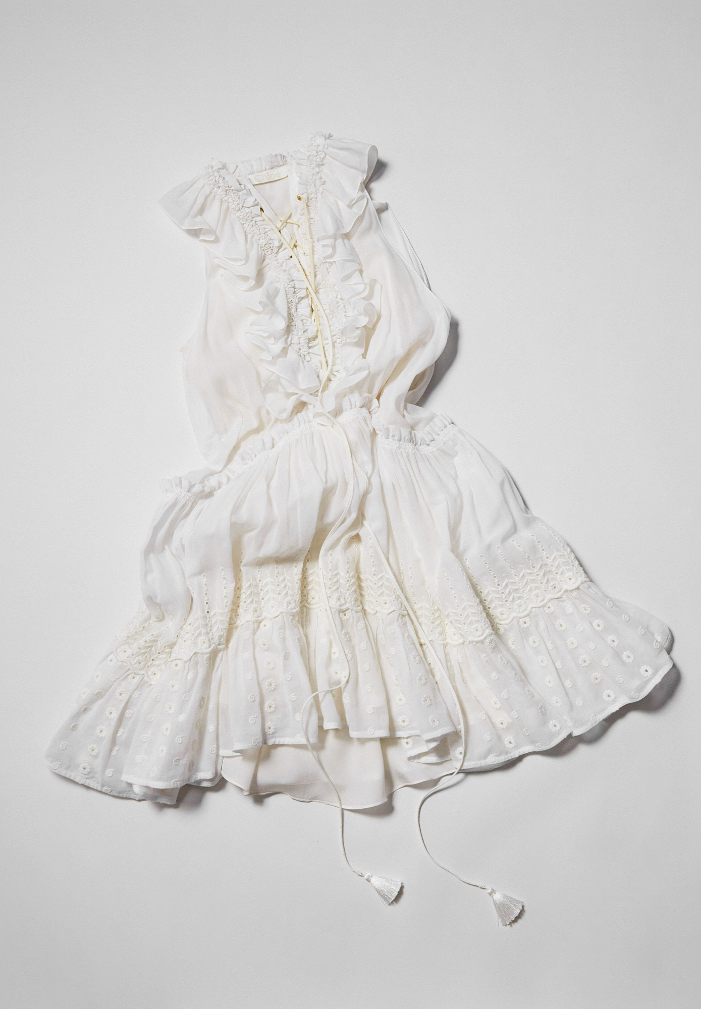 Белое хлопковое платье Chloé