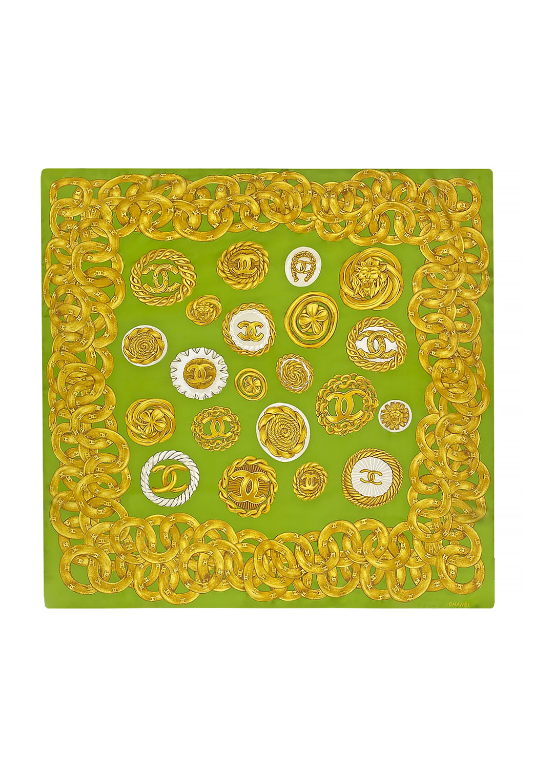 Зеленый шелковый платок Chanel
