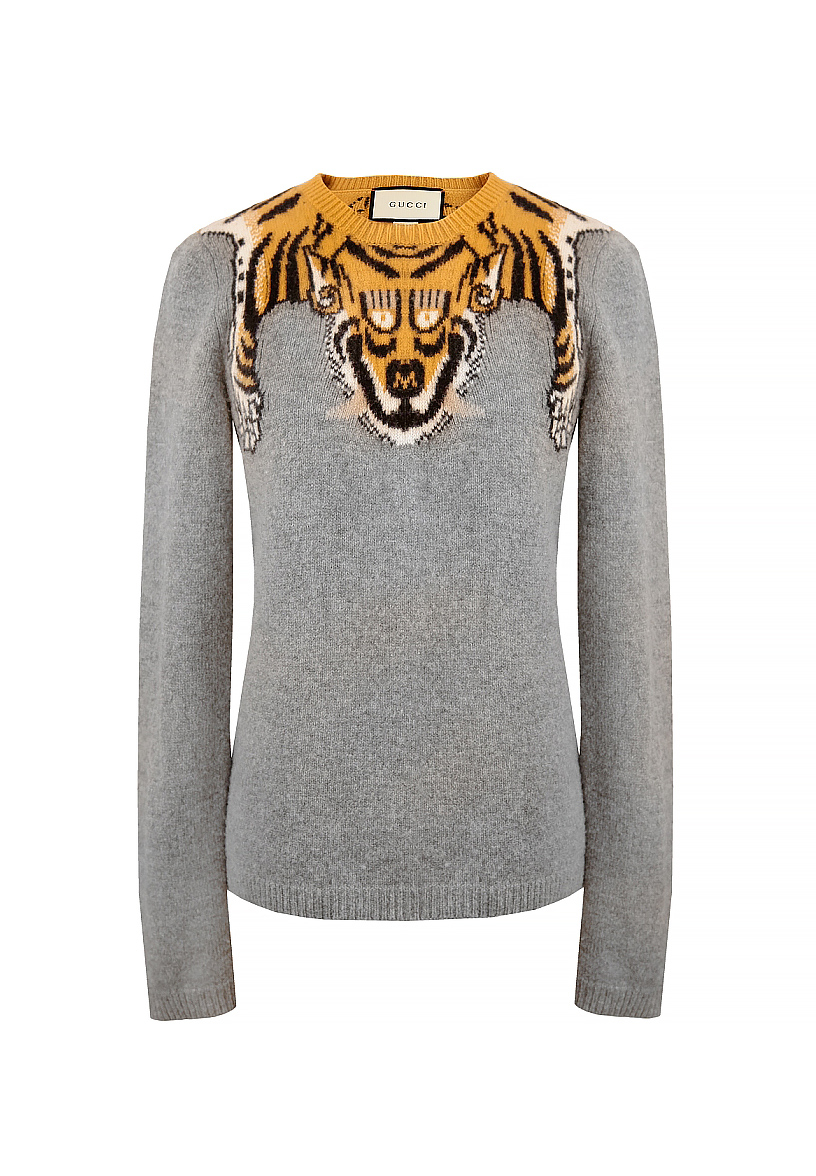 Шерстяной свитер Gucci Tiger Intarsia