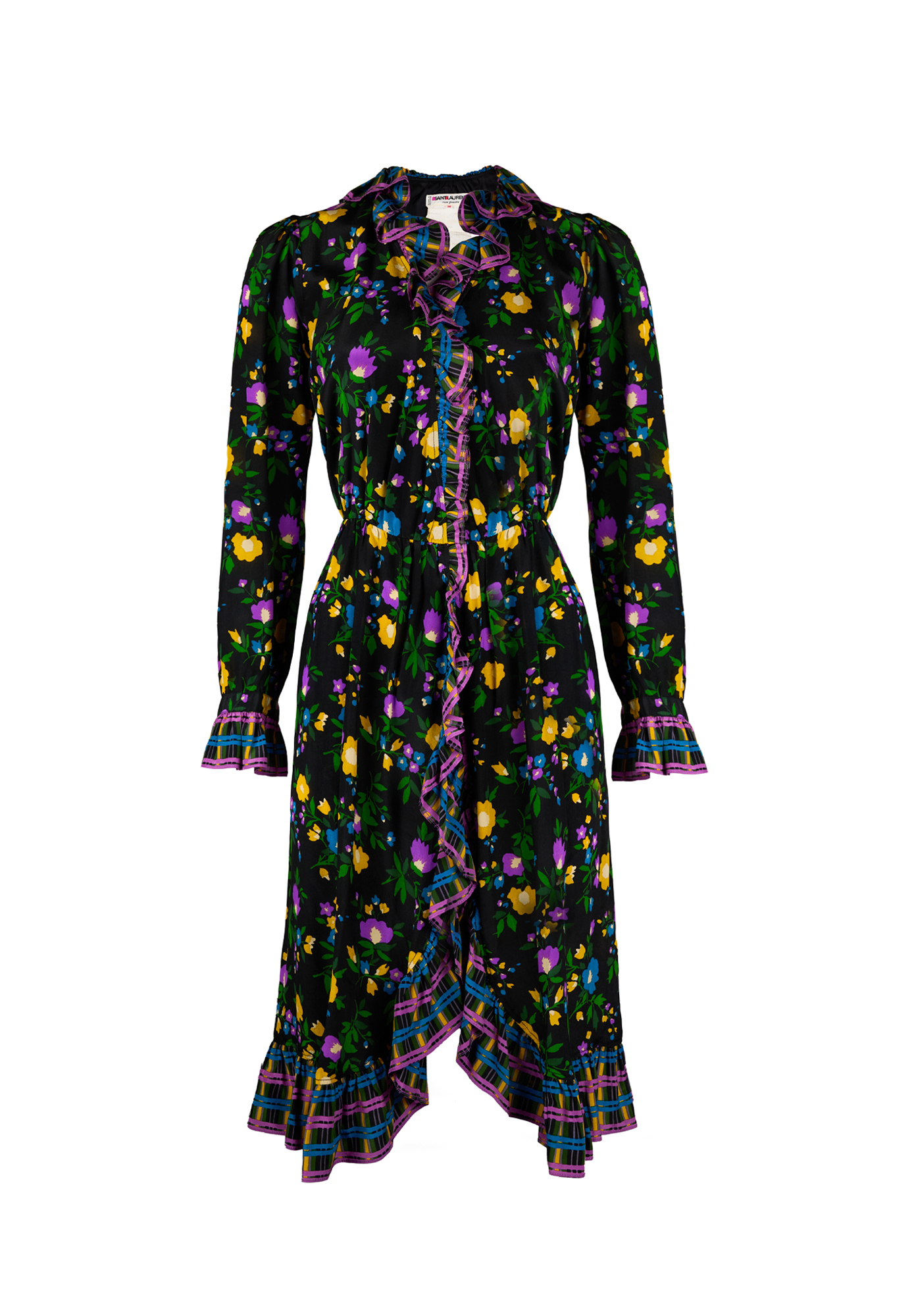 Чёрное платье Saint Laurent с цветочным принтом
