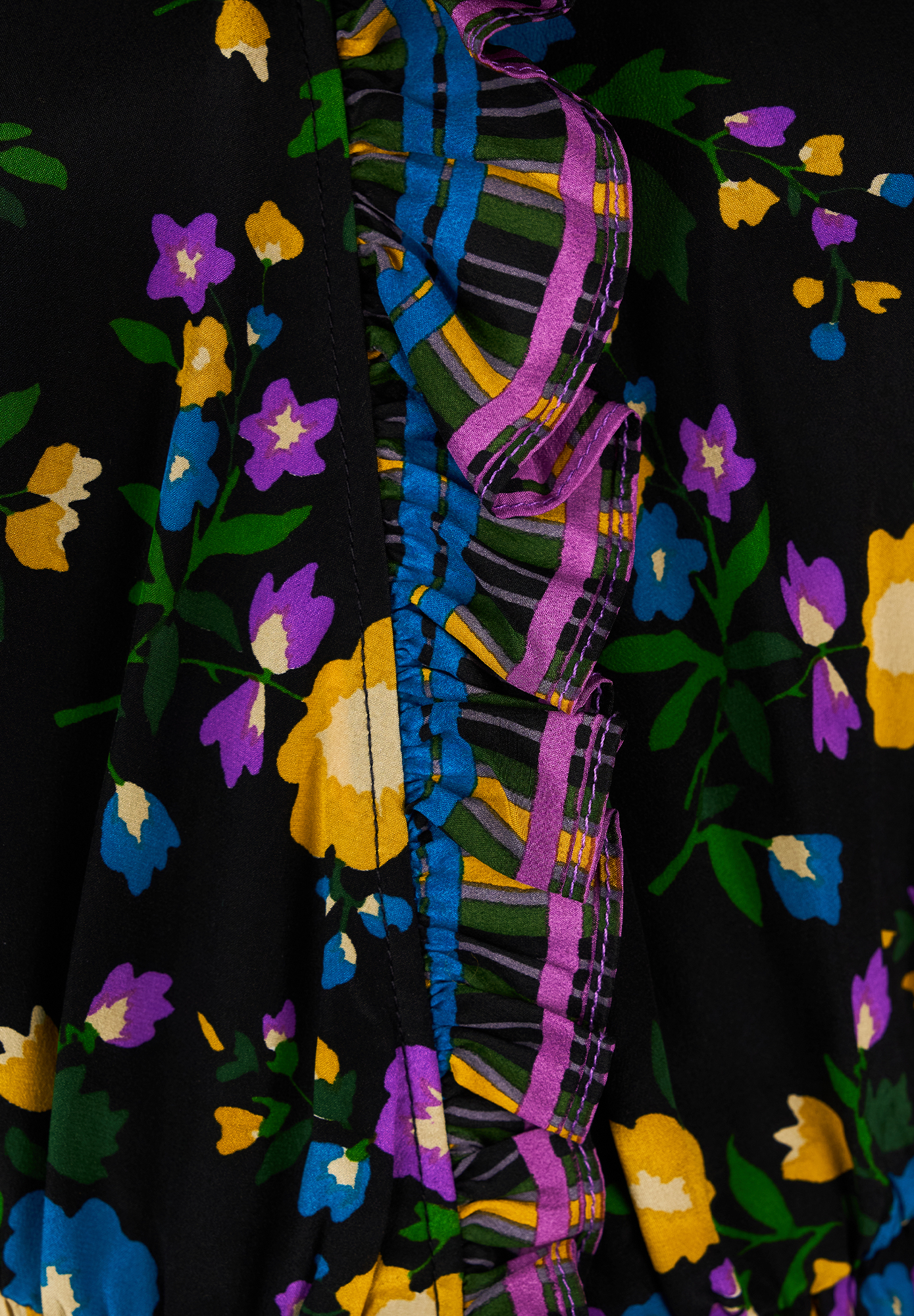 Чёрное платье Saint Laurent с цветочным принтом