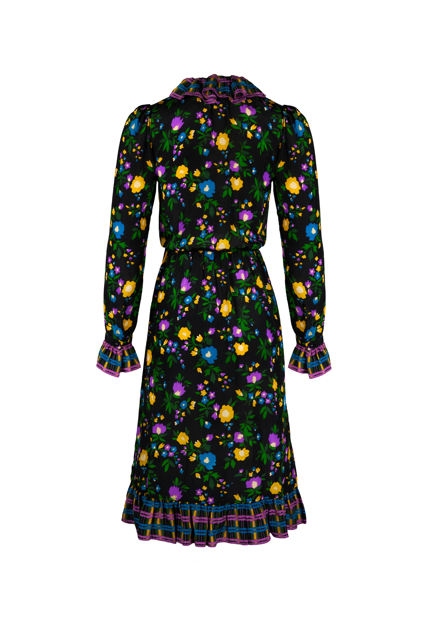 Чёрное платье Saint Laurent с цветочным принтом
