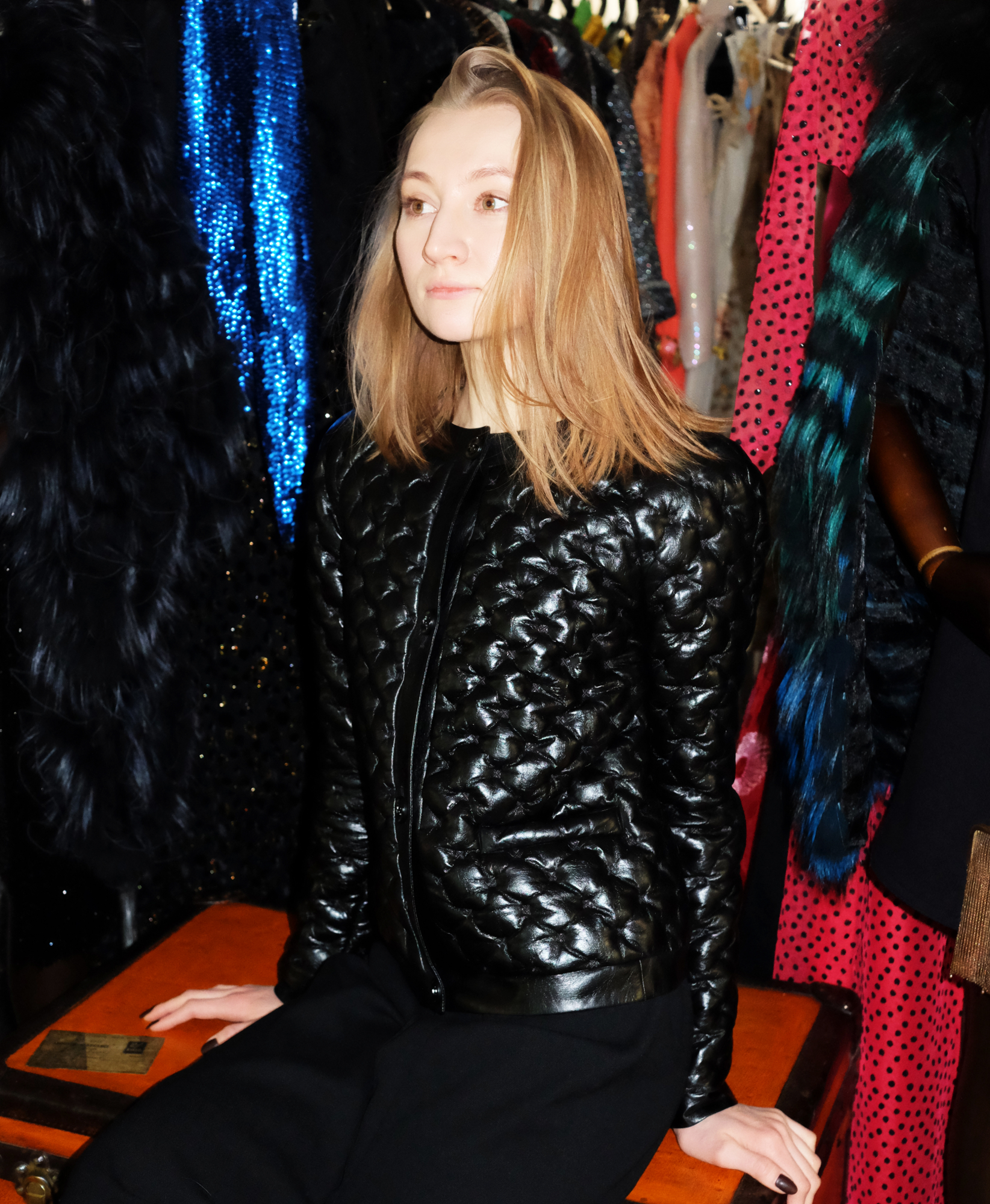 Кожаный стеганый жакет Chanel