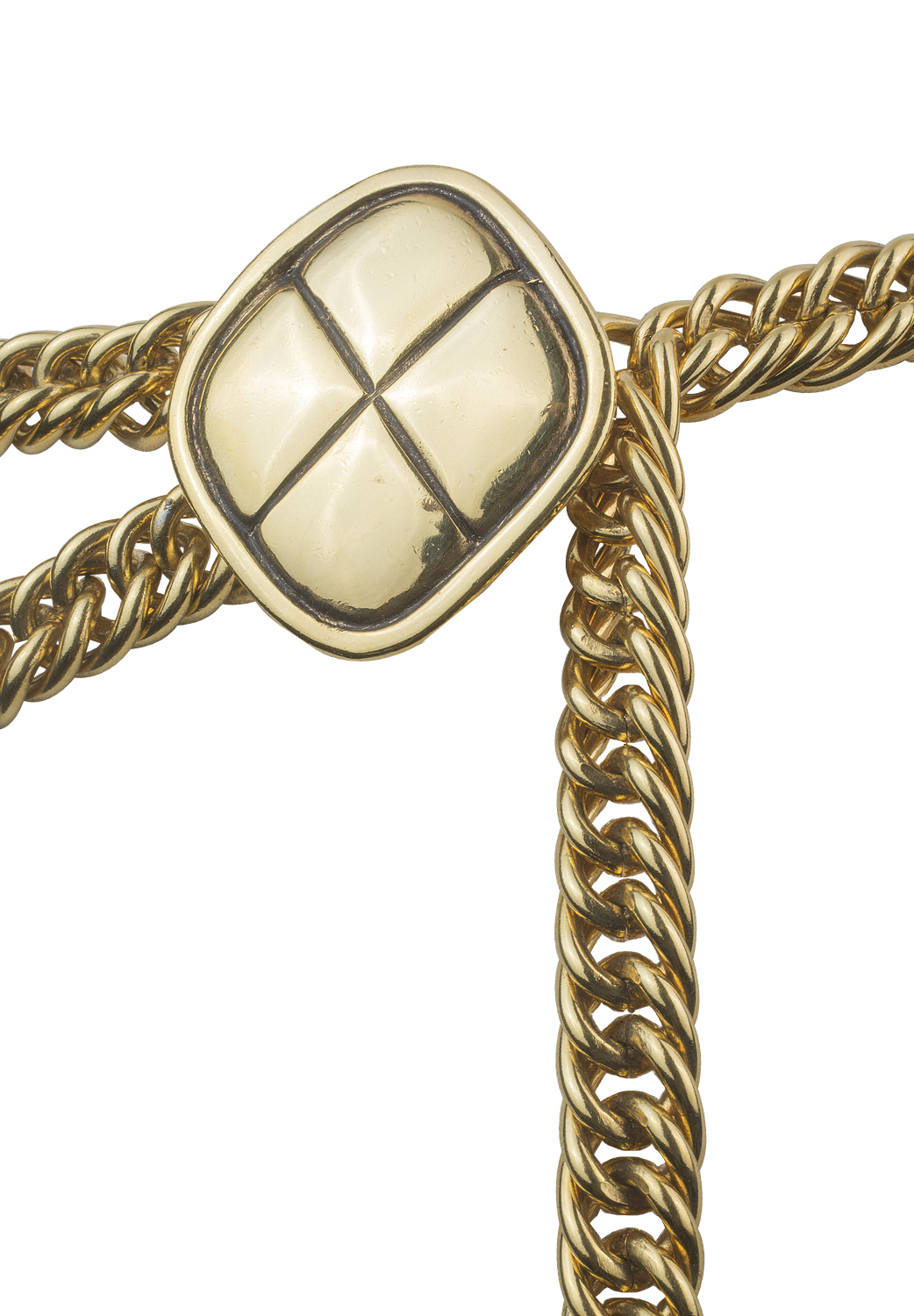 Золотистый пояс-цепь Chanel с ромбами