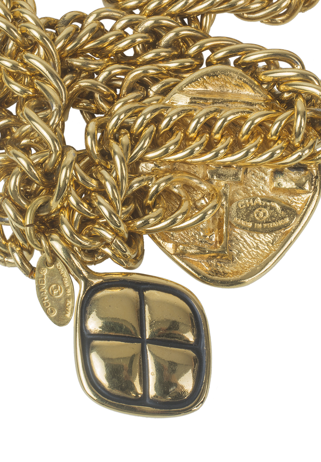 Золотистый пояс-цепь Chanel с ромбами