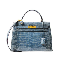 Сумка Hermès Kelly 32 в крокодиловой коже Blue Jean