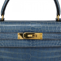 Сумка Hermès Kelly 32 в крокодиловой коже Blue Jean