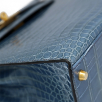 Сумка Hermès Kelly 32 в крокодиловой коже Blue Jean