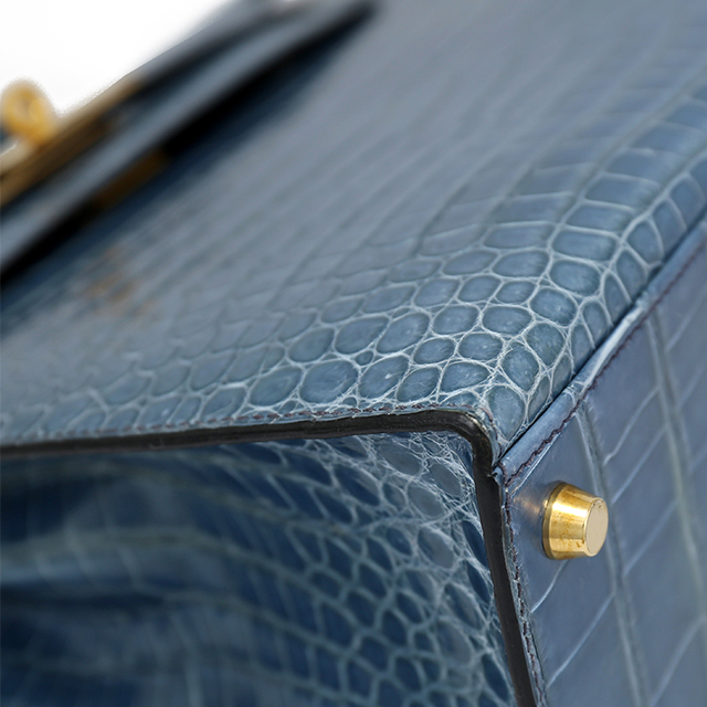 Сумка Hermès Kelly 32 в крокодиловой коже Blue Jean