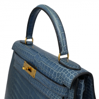 Сумка Hermès Kelly 32 в крокодиловой коже Blue Jean