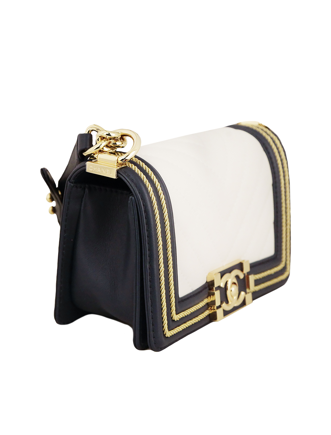 Бело-синяя сумка Chanel Small Boy