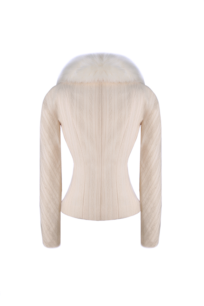 Шерстяной жакет Christian Dior с меховым воротником