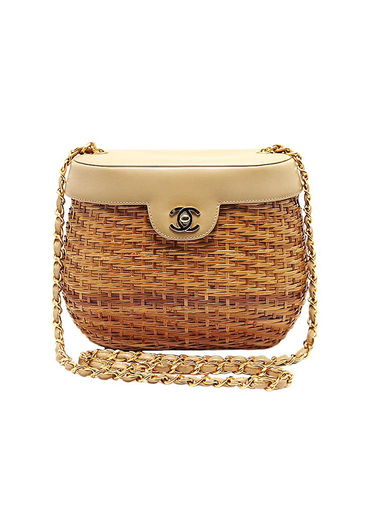 Соломенная сумка на цепочке Chanel