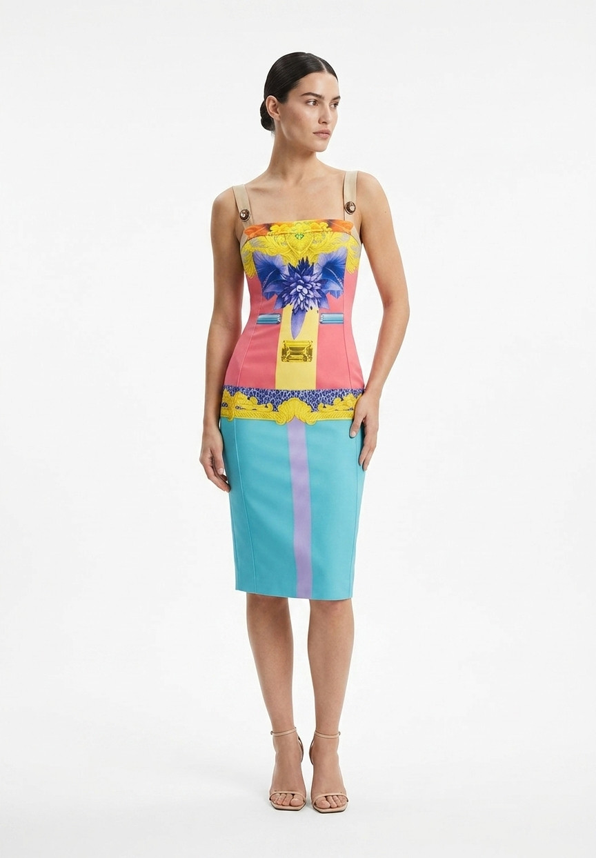 Разноцветное платье Versace