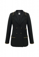 Двубортный черный жакет Chanel с цепями