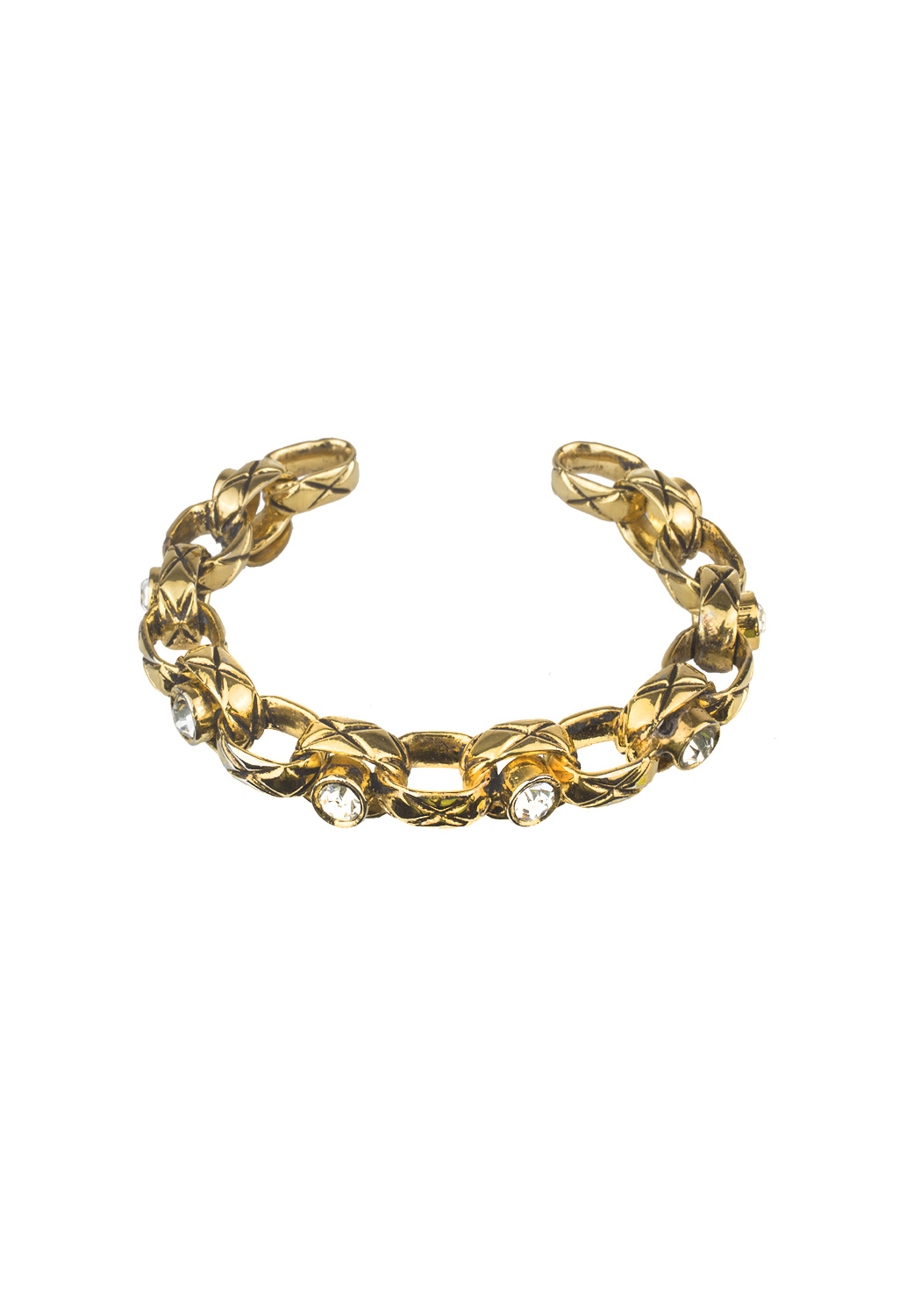 Золотистый браслет Chanel с кристаллами