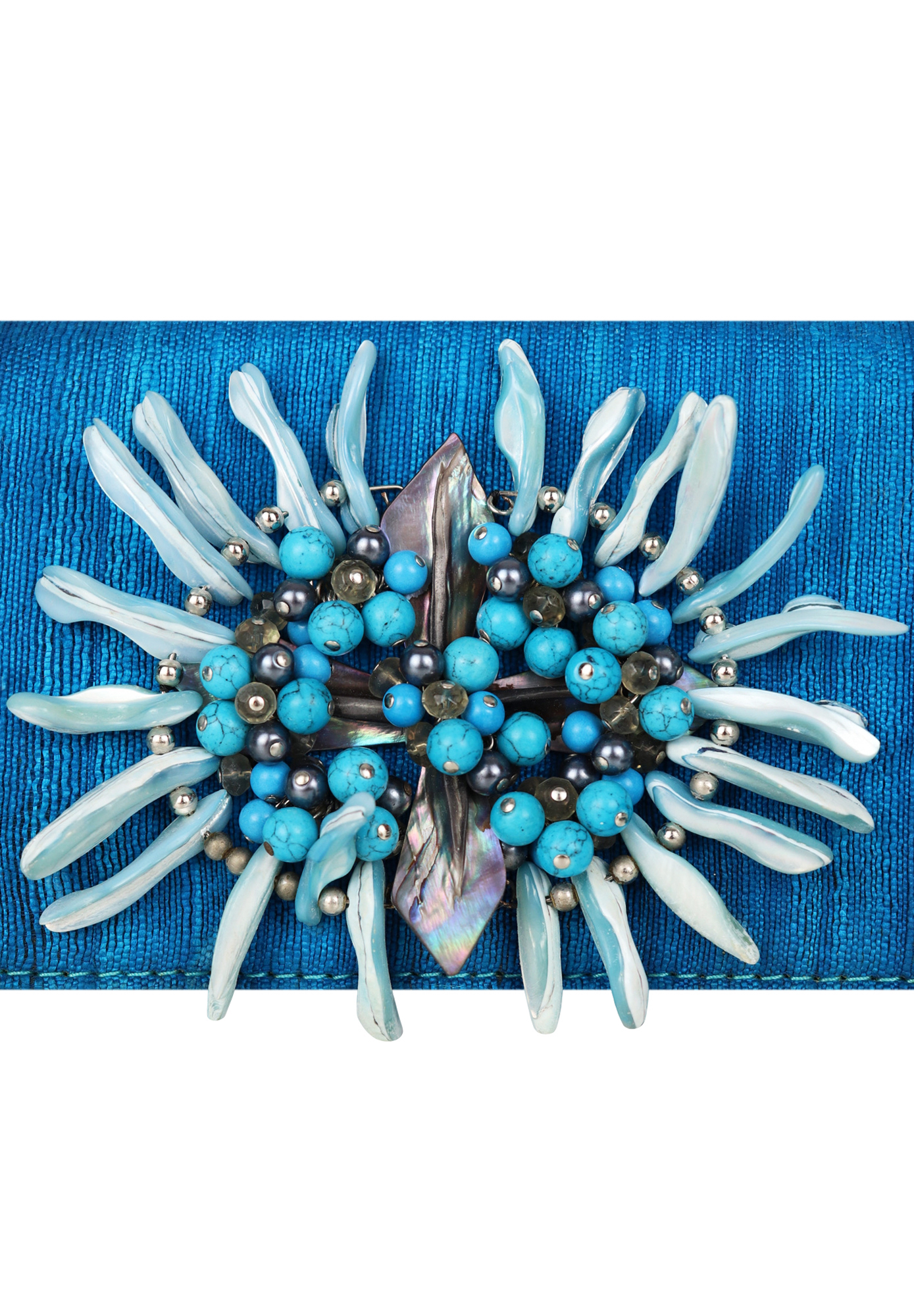 Голубой клатч Blumarine с цветами