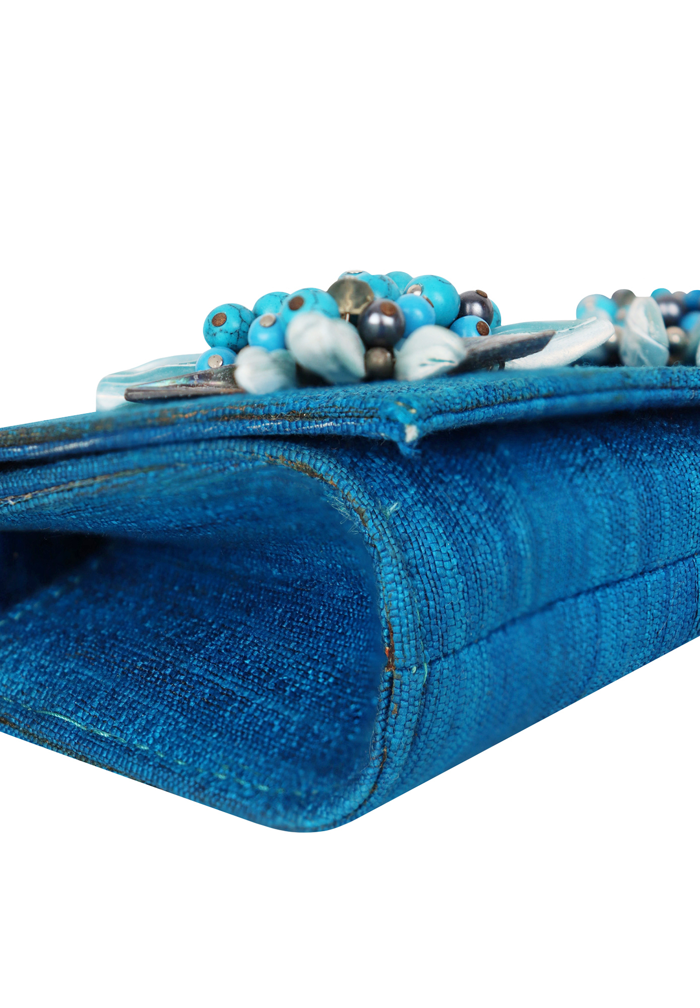 Голубой клатч Blumarine с цветами