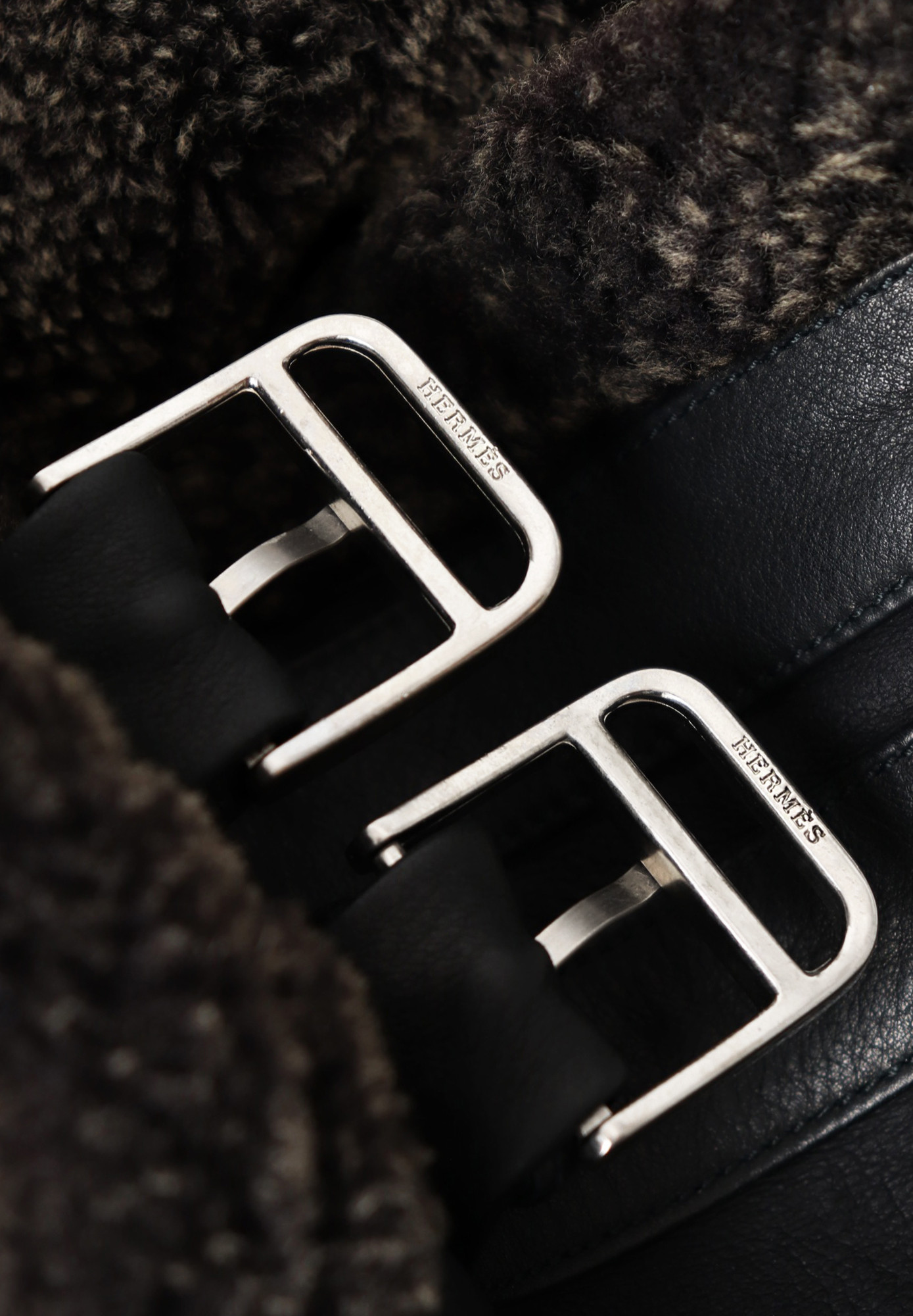 Черная дубленка Hermès