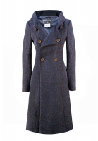 Синее двубортное пальто Chanel