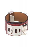Красный браслет Hermès Collier de Chien Matte Niloticus Crocodile