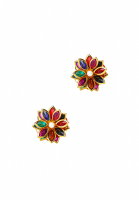 Миниатюрные клипсы-цветы с кристаллами